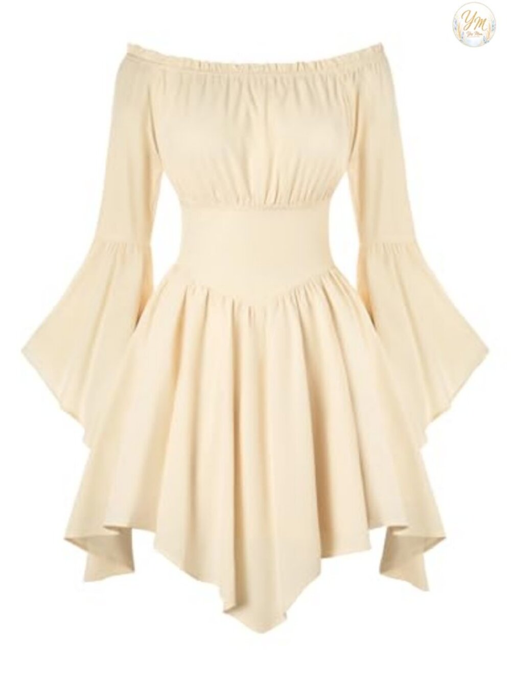 Women's Renaissance Off Shoulder Corset Dress Long Sleeve Peasant